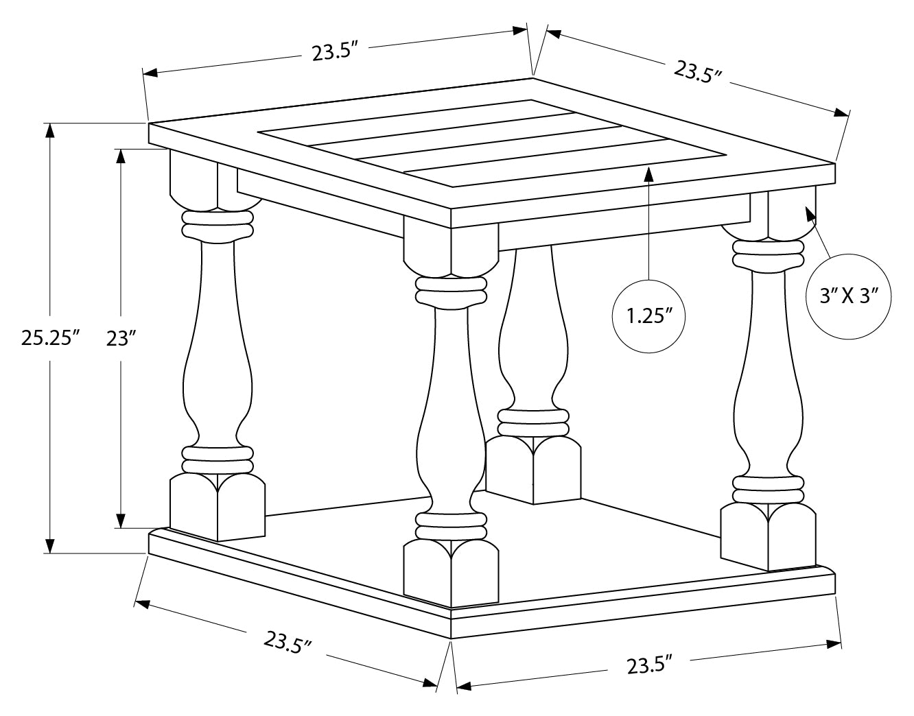 Table d'appoint traditionnelle à deux niveaux – Finition espresso