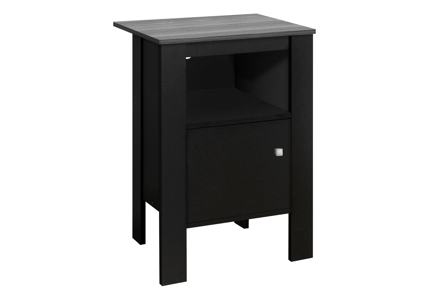 Table d'appoint transitionnelle avec rangement et fini noir/gris