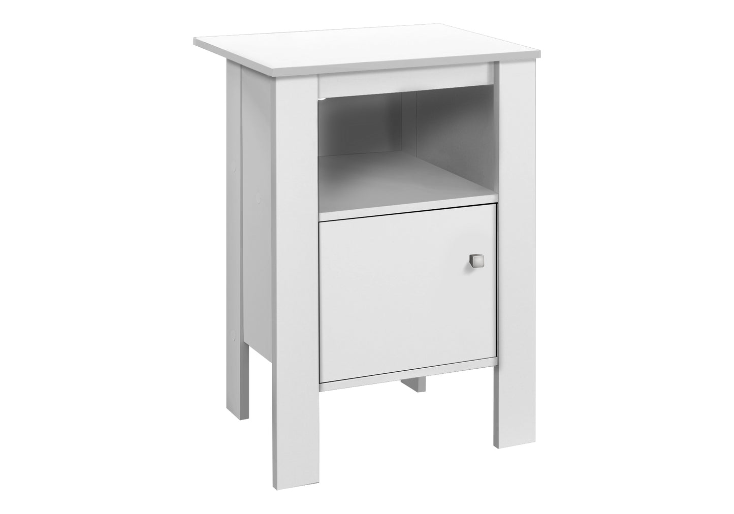 Table d'appoint transitionnelle avec rangement et fini blanc