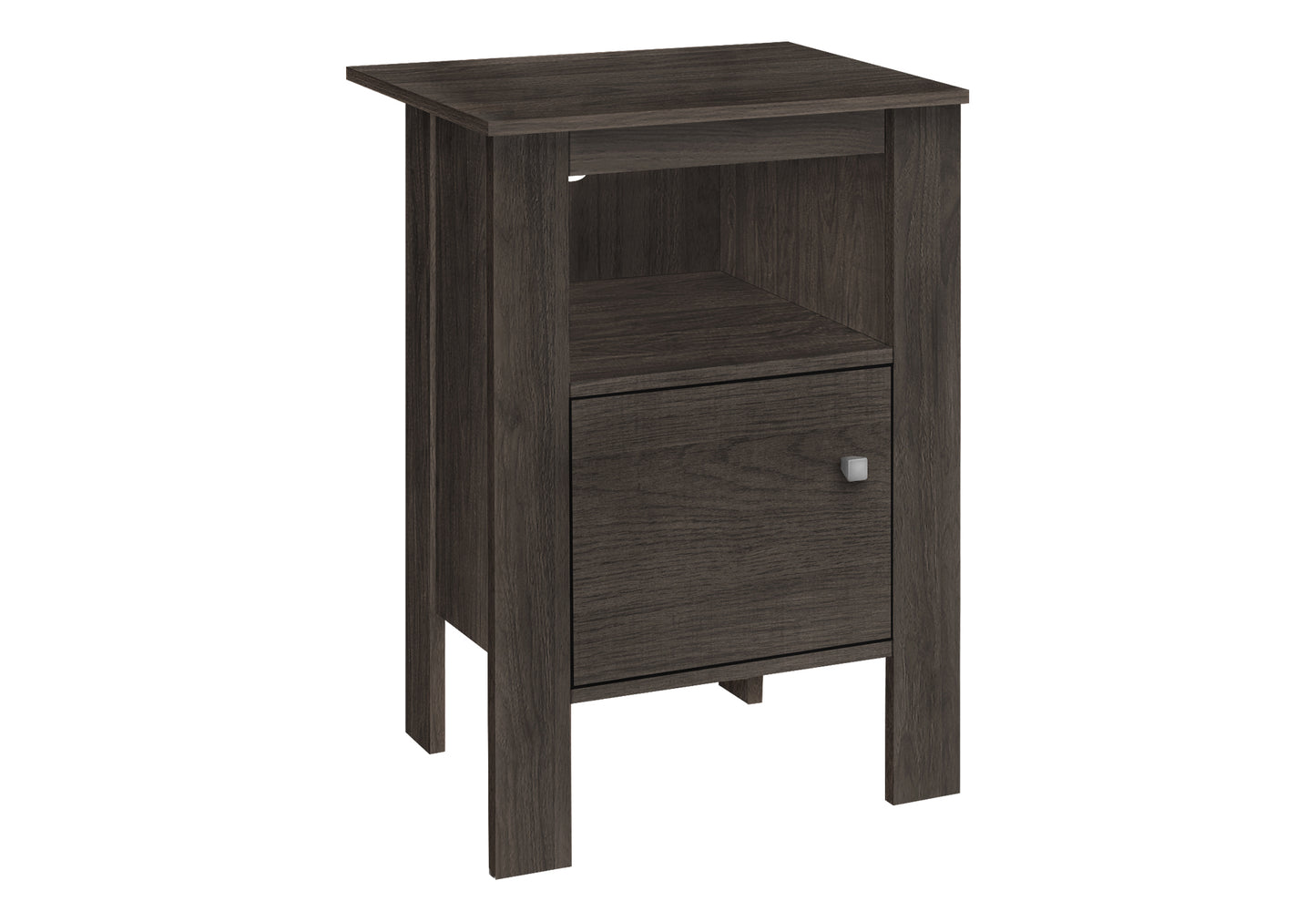 Table d'appoint transitionnelle avec rangement et fini chêne brun