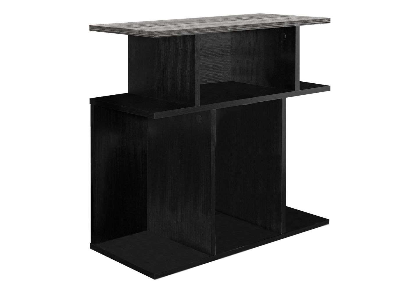 Table d'appoint contemporaine avec 6 étagères de rangement – Fini noir et gris