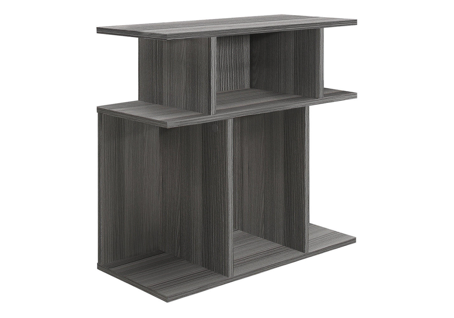 Table d'appoint contemporaine avec 6 étagères de rangement – Fini imitation bois gris