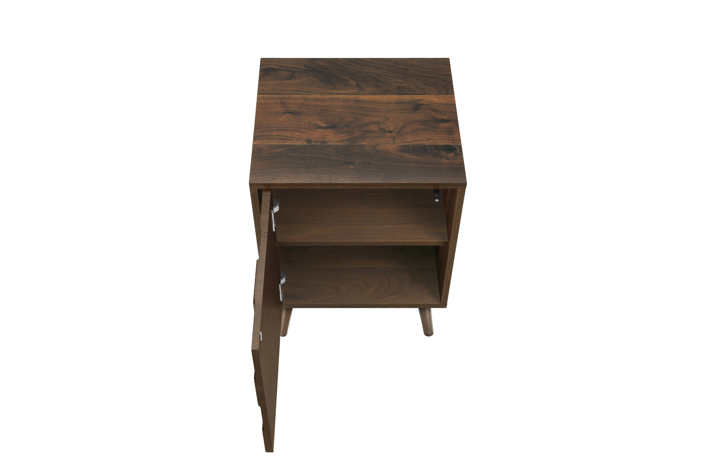 Table d'appoint moderne avec rangement et fini noyer