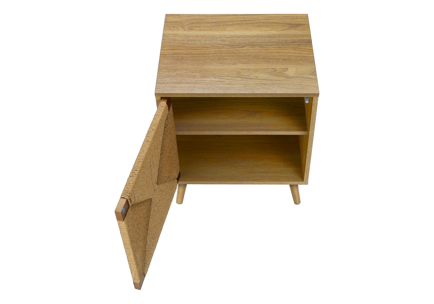 Table d'appoint moderne avec rangement et fini noyer clair