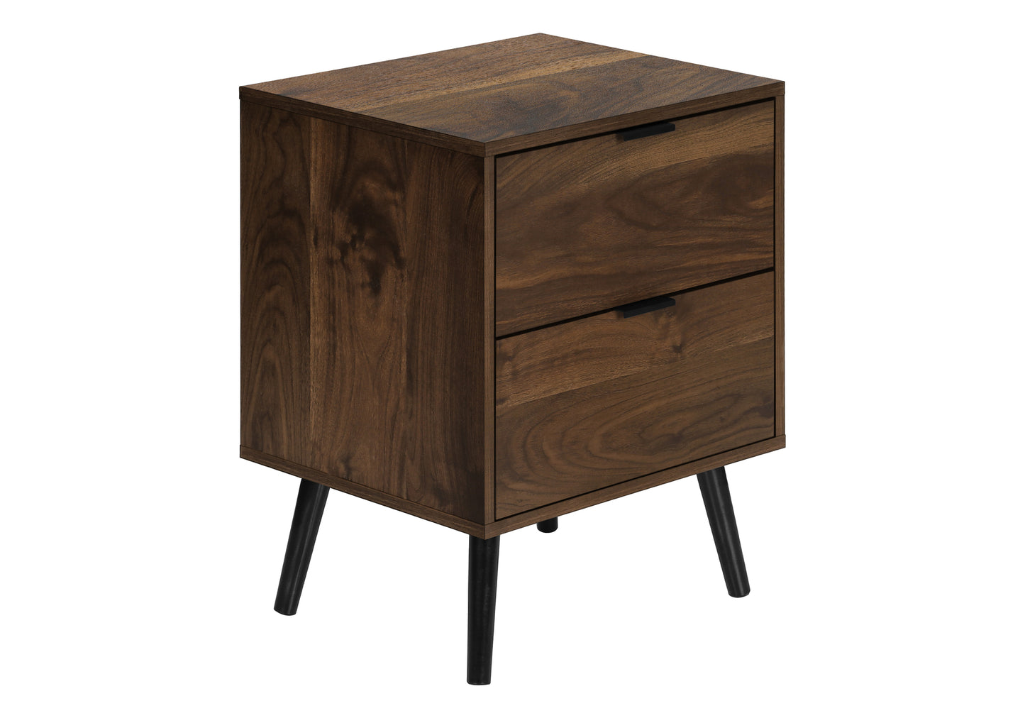 Table de chevet moderne avec deux tiroirs – Finition stratifié noyer