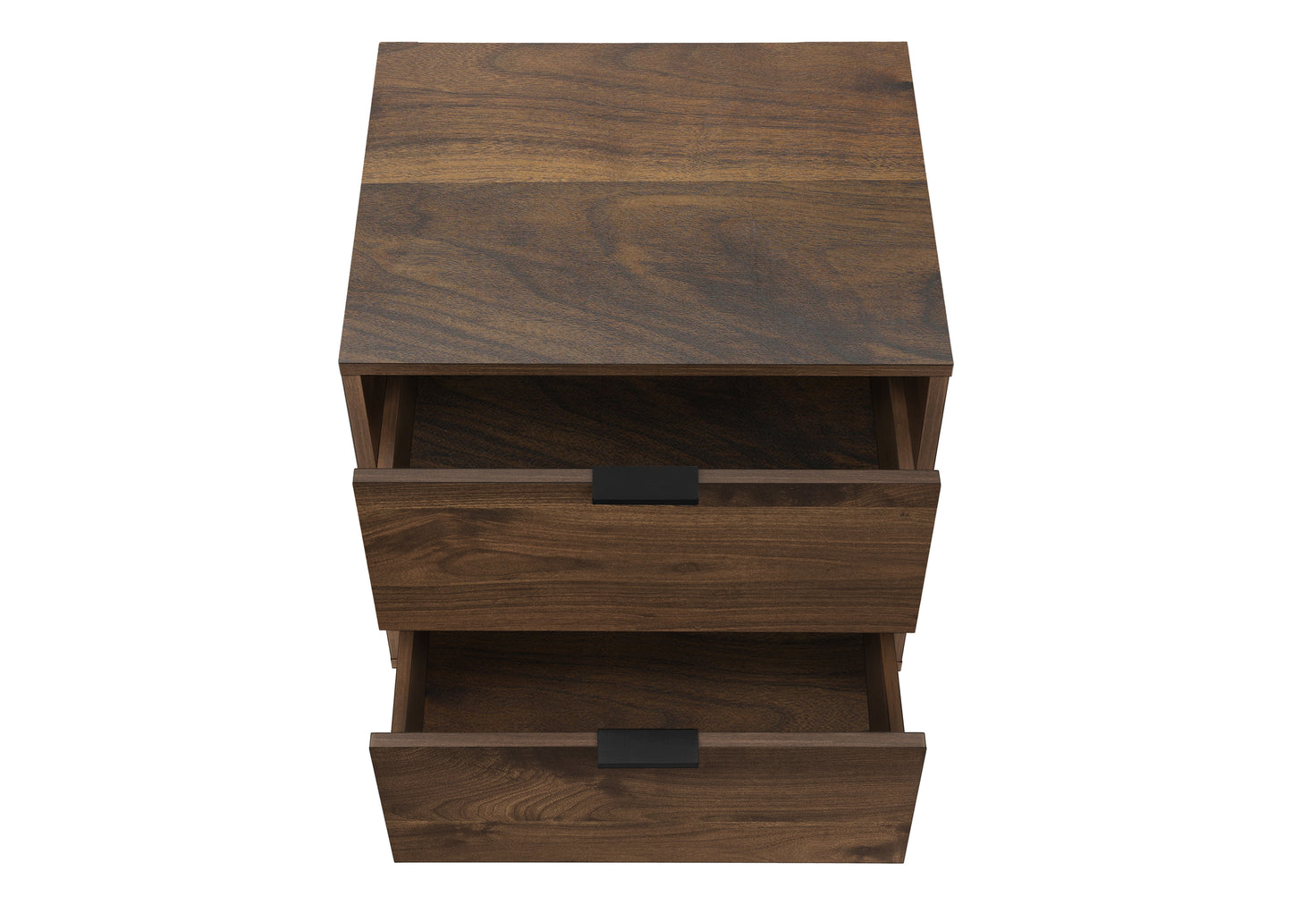 Table d'appoint contemporaine avec deux tiroirs et fini noyer