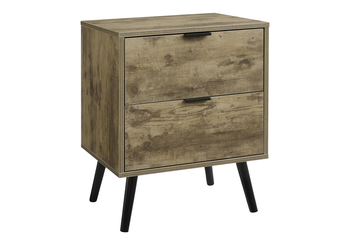 Table d'appoint contemporaine avec deux tiroirs et fini brun clair