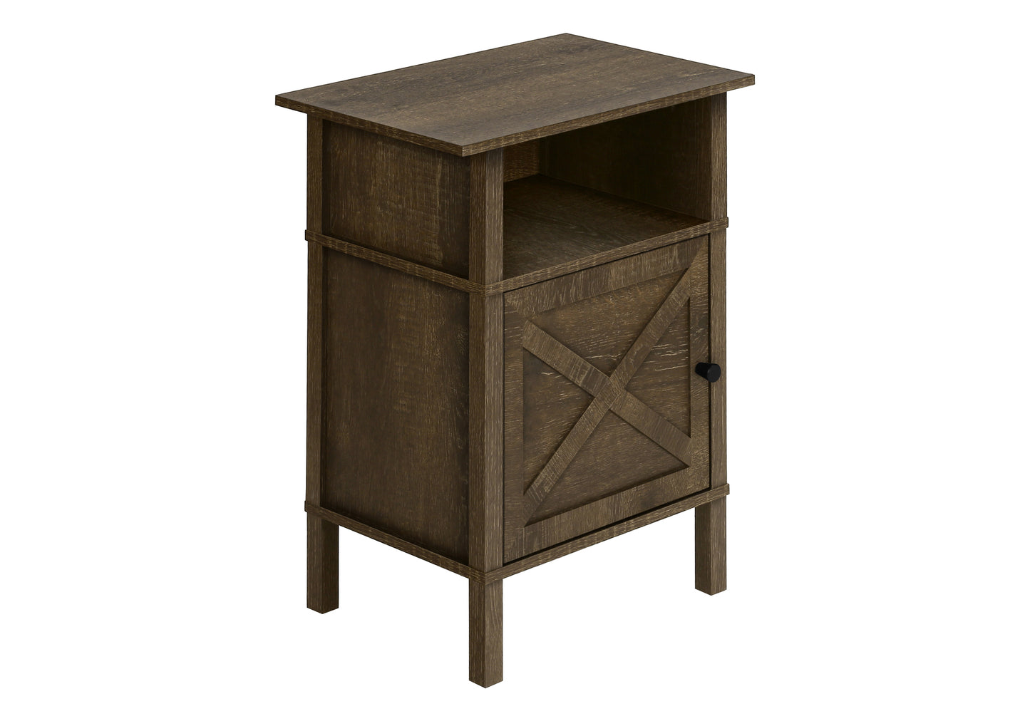 Table d'appoint transitionnelle avec rangement et fini chêne foncé