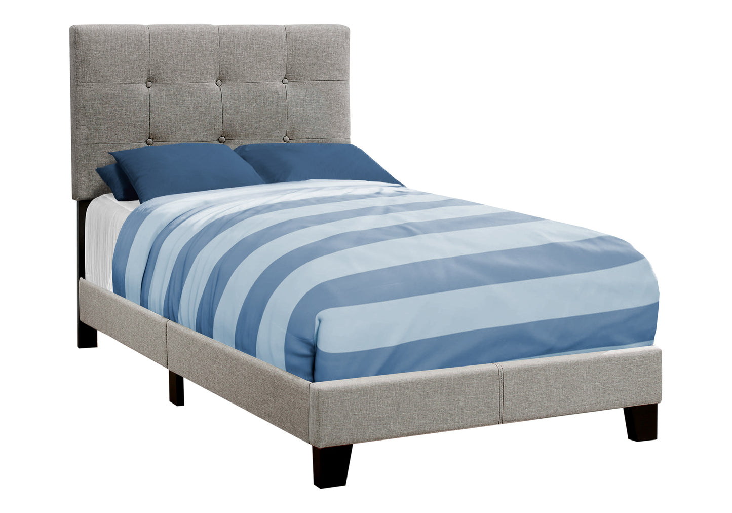 Lit simple rembourré – Simili-lin gris au design transitionnel