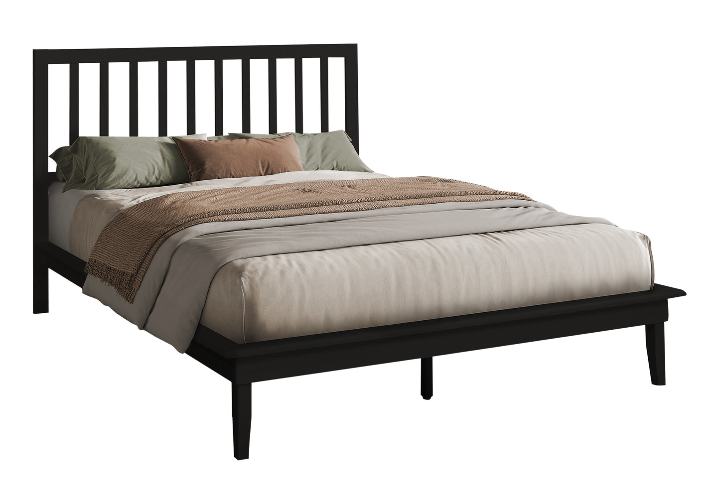 Lit plateforme contemporain – Cadre en bois massif noir