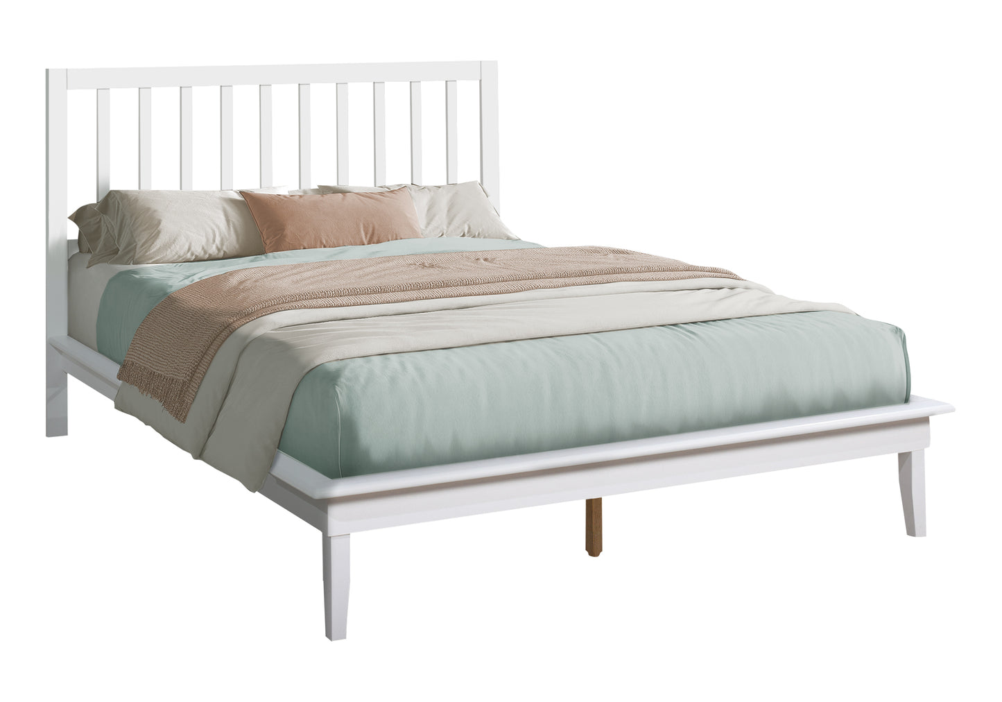 Lit plateforme contemporain – Cadre en bois massif blanc