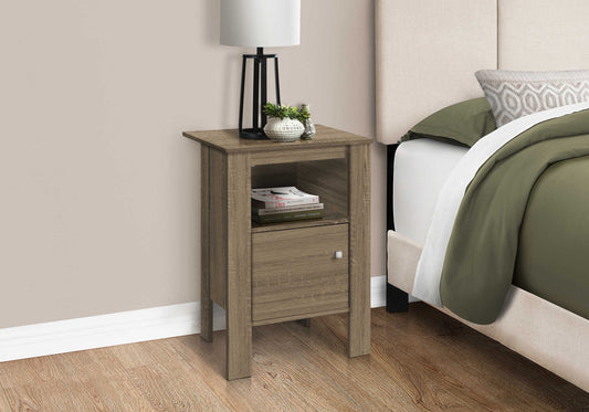 Table d'appoint transitionnelle avec rangement et fini taupe foncé