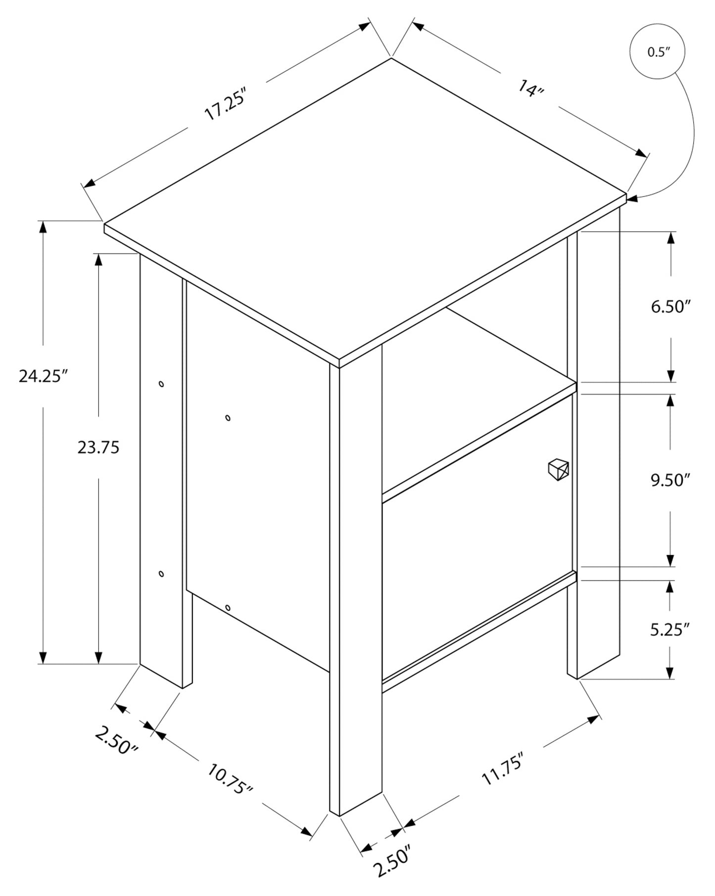 Table d'appoint transitionnelle avec rangement et fini blanc