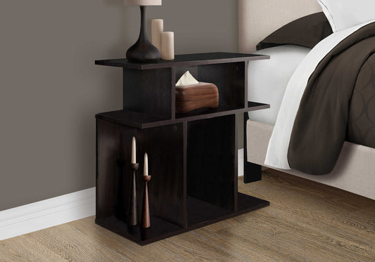 Table d'appoint contemporaine avec 6 étagères de rangement – Fini espresso