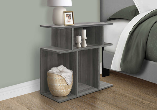 Table d'appoint contemporaine avec 6 étagères de rangement – Fini imitation bois gris