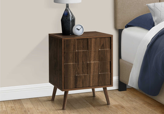Table d'appoint moderne avec rangement et fini noyer