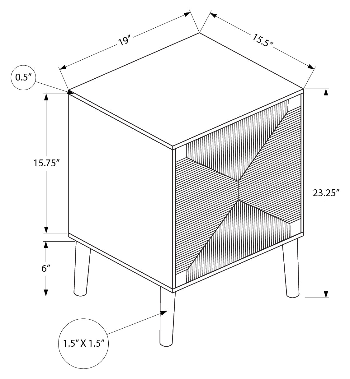 Table d'appoint moderne avec porte en jonc de mer – Finition noyer clair