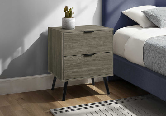 Table d'appoint contemporaine avec deux tiroirs et fini gris