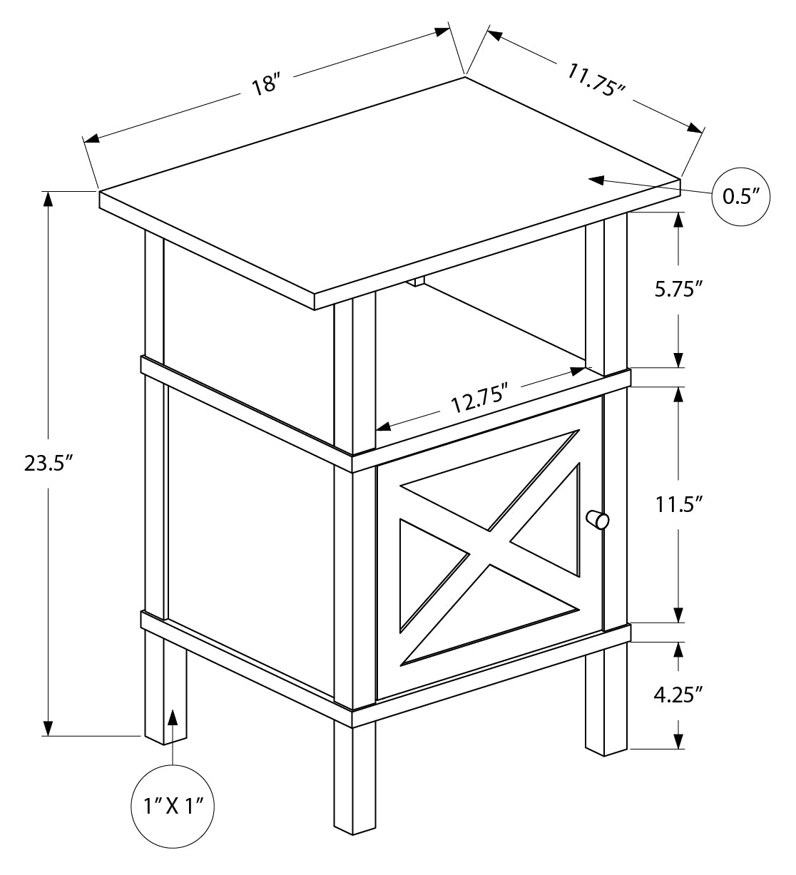Table d'appoint transitionnelle avec rangement et fini bronze foncé