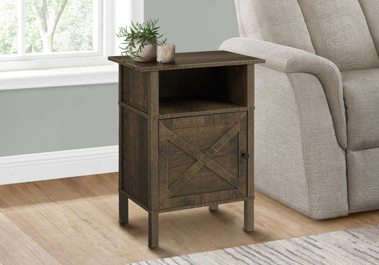 Table d'appoint transitionnelle avec rangement et fini chêne foncé