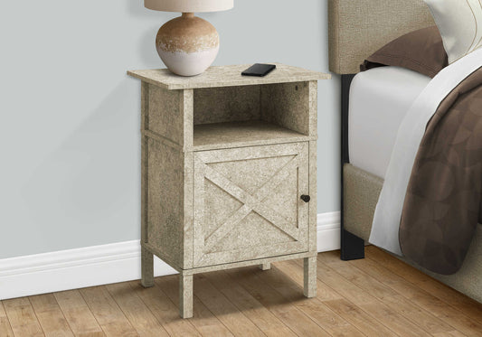 Table d'appoint transitionnelle avec rangement et fini pierre crème