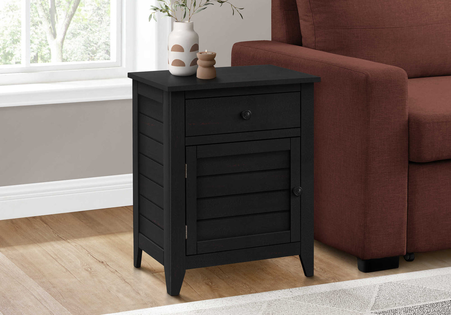 Table d'appoint transitionnelle avec rangement – Finition noir