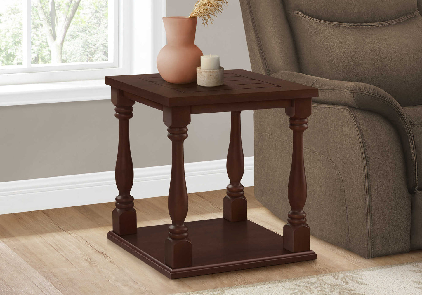 Table d'appoint traditionnelle à deux niveaux – Finition espresso