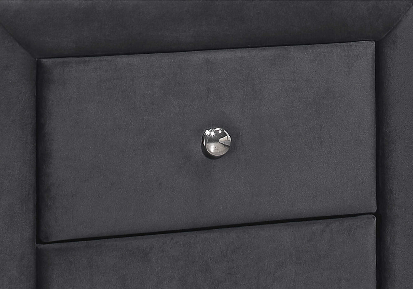 Table de chevet rembourrée avec deux tiroirs – Velours gris foncé
