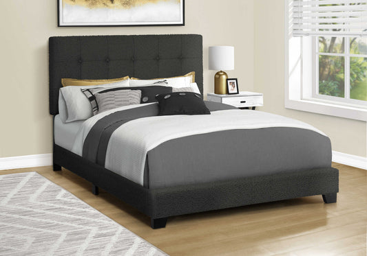 Lit double rembourré – Tissu bouclé noir au design transitionnel