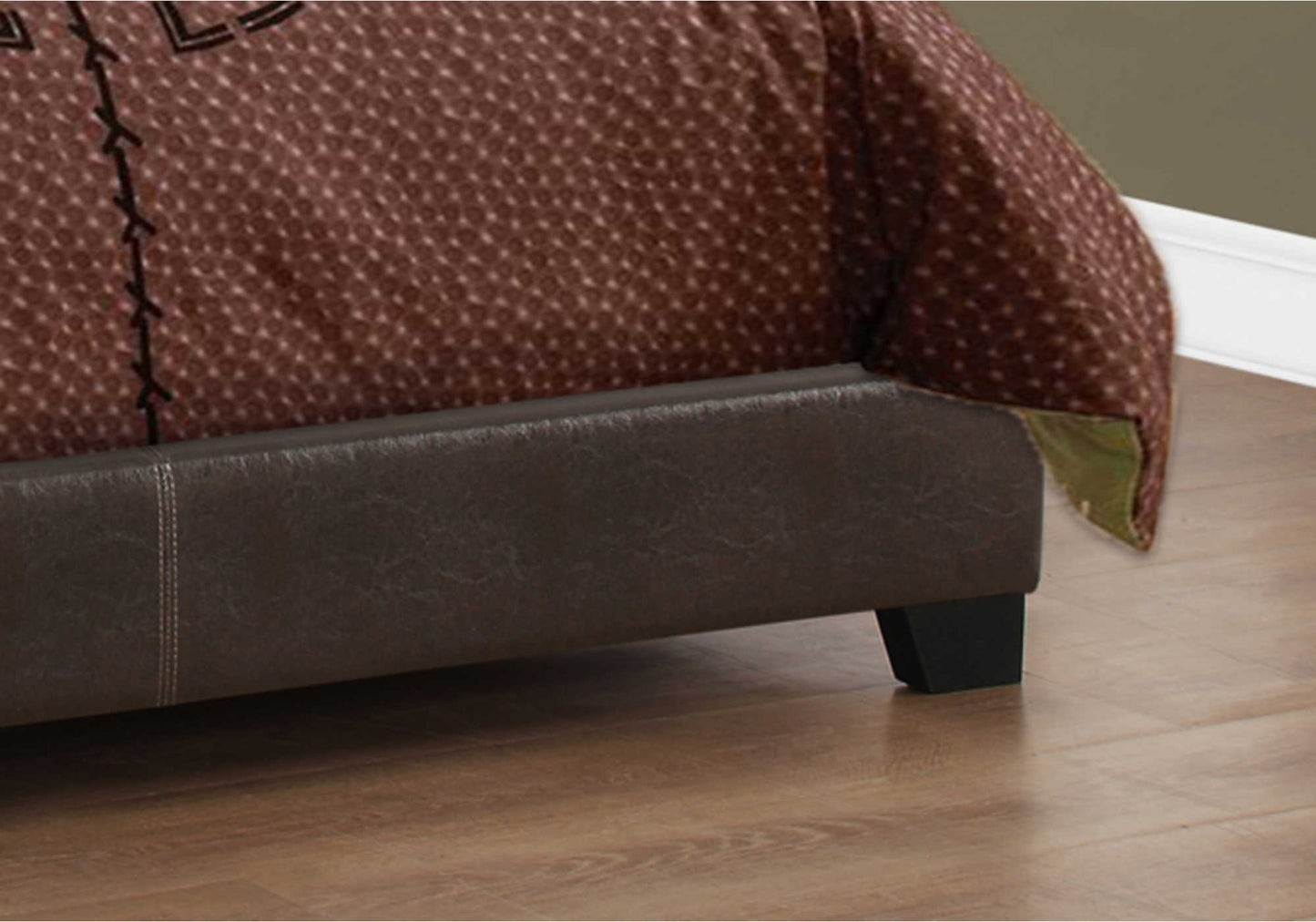 Lit double rembourré – Similicuir brun foncé au design contemporain