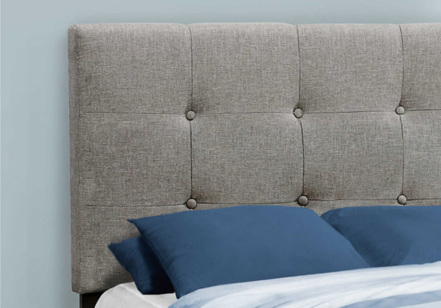 Lit simple rembourré – Simili-lin gris au design transitionnel