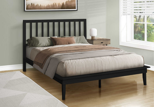 Lit plateforme contemporain – Cadre en bois massif noir