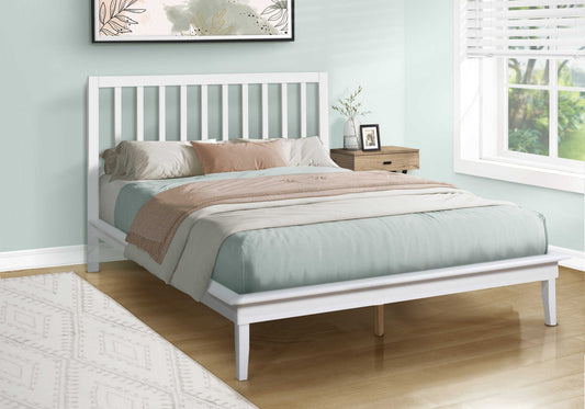 Lit plateforme contemporain – Cadre en bois massif blanc